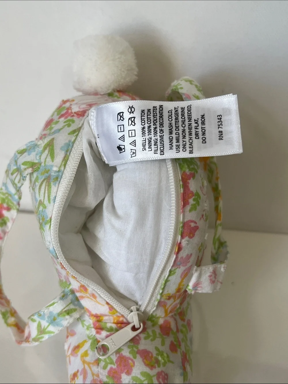 Floral Fabric Bunny Plush Purse with Matching Fabric Hair Bow Barrette